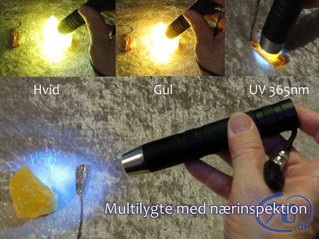 Multilygte med nærinspektion af rav og ædelsten - Hvidt / gult / UV sortlys - Klar til brug